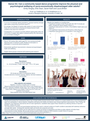 Emily Dingley & Ellie Dean - Dance On: Can a community based dance programme improve the physical and psychological wellbeing of socio-economically disadvantaged older adults? 
