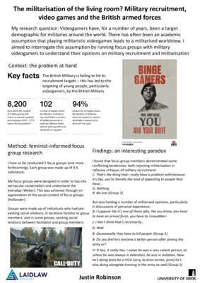 Justin Robinson - The militarisation of the living room? Military recruitment, video games and the British armed forces. 