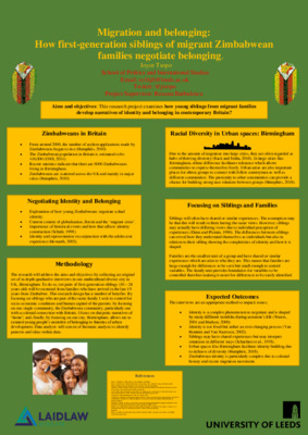 Joyce Tsopo - Migration and belonging: How first-generation siblings of migrant Zimbabwean families negotiate belonging.