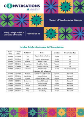 Laidlaw Scholars Conference 3MT Schedule