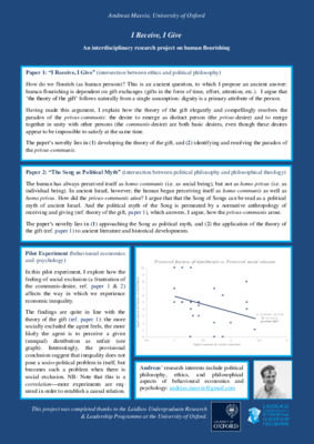 I Receive, I Give: An Interdisciplinary Research Project on Human Flourishing