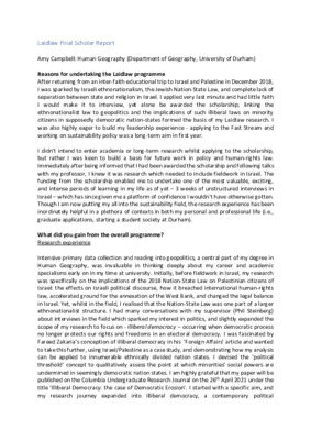 Laidlaw reflections: final scholar report