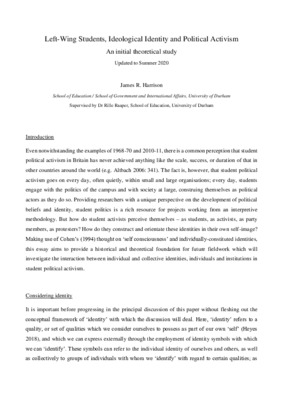 Left-Wing Students, Ideological Identity and Political Activism - Summer 2