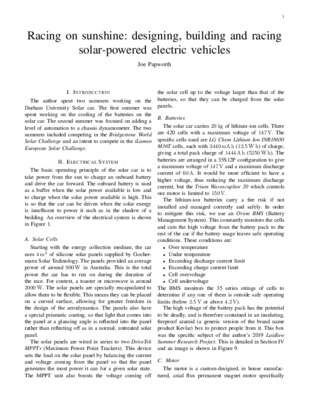 Racing on sunshine: designing, building and racing solar-powered electric vehicles