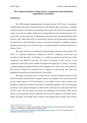 The Common European Asylum System: A patchwork of harmonisation responsible for our future? 
