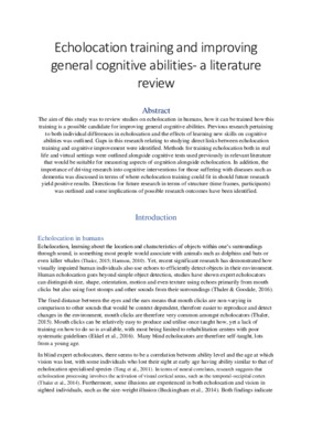 Echolocation training and improving general cognitive abilities- a literature review