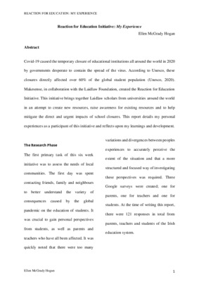 Reaction for Education Initiative Report 