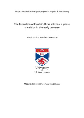 The formation of Einstein-Dirac solitons: a phase transition in the early universe