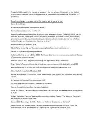 Anarchist leadership: needless vanity or intractable phenomenon? - partial bibliography