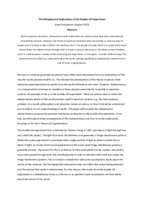 The Metaphysical Implications of the Double-slit experiment