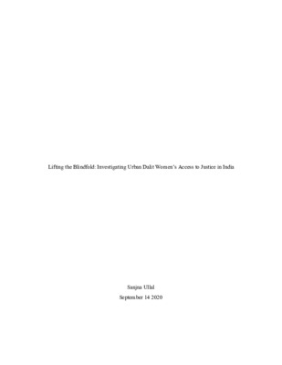Lifting the Blindfold: Investigating Urban Dalit Women's Access to Justice in India