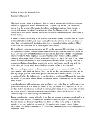 Year One Research Summary