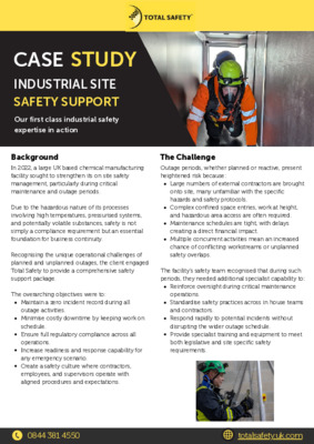 Total Safety Case study: Industrial site safety support