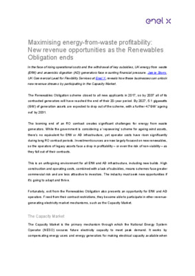 Maximising energy-from-waste profitability: New revenue opportunities as the Renewables Obligation ends