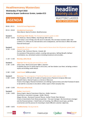 Headlinemoney Masterclass - Agenda