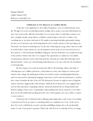 A Reflection on Two Summers as a Laidlaw Scholar