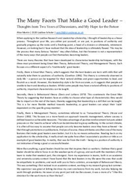 The Many Facets that Make a Good Leader