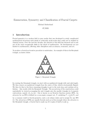 Enumeration, Symmetry and Classification of Fractal Carpets: Research Essay