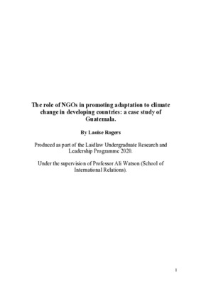 Research Essay: The role of NGOs in promoting adaptation to climate change in developing countries: a case study of Guatemala.