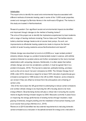 An investigation into the social and environmental benefits of affordable heating systems