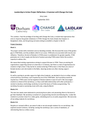 Leadership Reflections- A summer with Change The Code