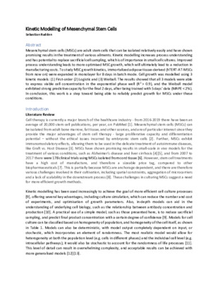Kinetic Modelling of Mesenchymal Stem Cells