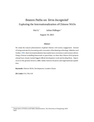 Final Working Paper - Internationalization of Chinese civil Society Engagement