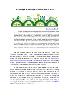 The challenge of building sustainable cities in Brazil