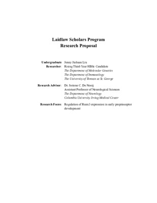 Regulation of Runx3 expression in early proprioceptor development: Research Proposal