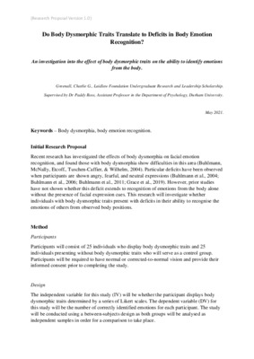 Research Proposal - Body Emotion Recognition