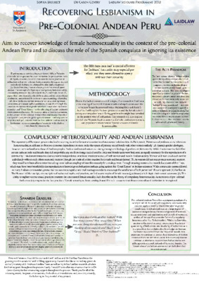 Recovering Lesbianism in Pre-Colonial Andean Peru 