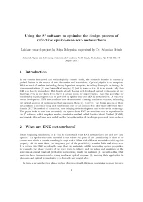 Using the S4 software to optimise the design process of reflective epsilon-near-zero metasurfaces