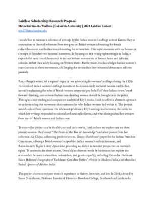 Laidlaw Scholarship Research Proposal