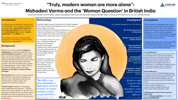 "Truly, modern women are more alone": Mahadevi Varma and the 'Woman Question' in British India