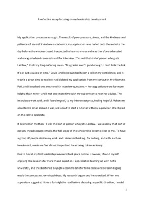 Leadership Essay: Laidlaw Reflections