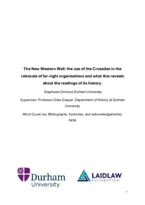 Research Paper: The New Western Wall: the use of the Crusades in the rationale of far-right organisations and what this reveals about the readings of its history.