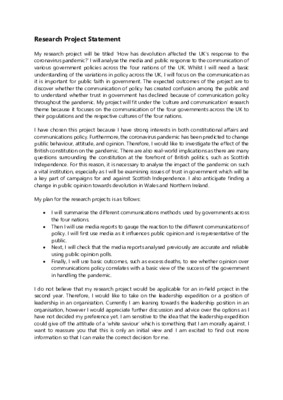 Research Project Statement