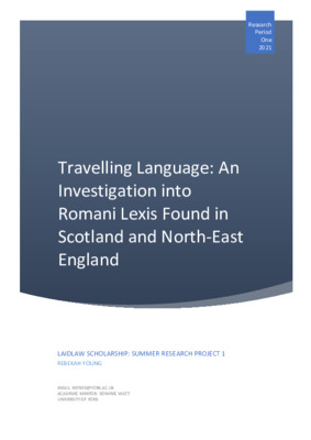 Research Essay: Travelling Language, An Investigation into Romani Lexis Found in Scotland and North-East England