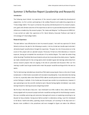 Reflective Report - Summer 2021