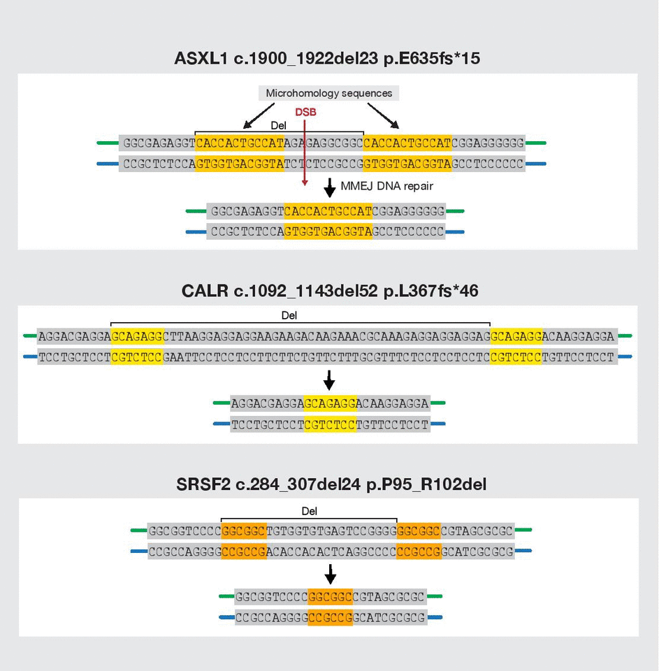 Recurrent deletions in clonal hematopoiesis are driven by microhomology-mediated end joining