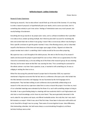 Summer 1: Reflective Report