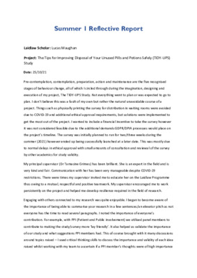 Summer 2021 - Reflective Report