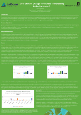 Research Poster: Does Climate Change Threat lead to increasing Authoritarianism? 