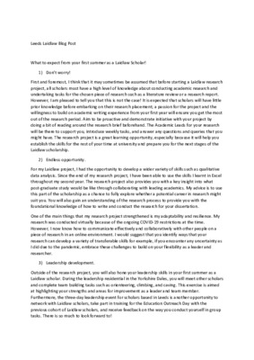 Blog Post for University of Leeds Laidlaw Blog