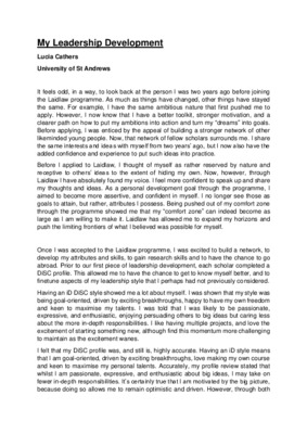 Leadership Development Essay - Lucia Cathers