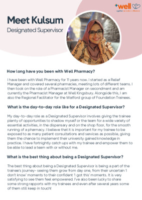 Our Foundation Pharmacist Programme: Meet Kulsum (Designated Supervisor)
