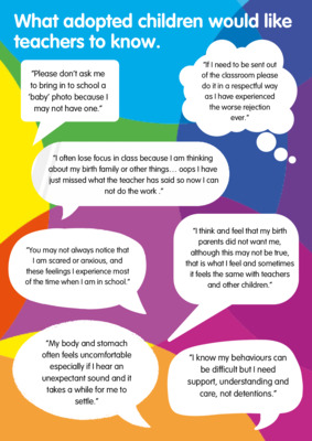 What adopted children would like teachers to know: quotes poster