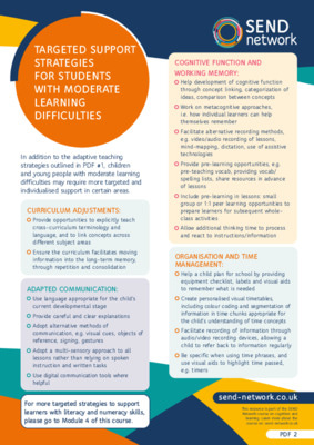 Targeted support strategies for students with moderate learning difficulties