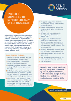 Targeted strategies to support literacy skills (dyslexia)