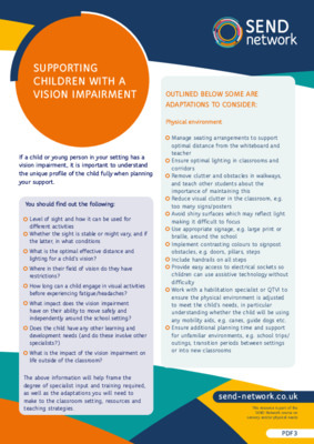 Supporting children with a vision impairment